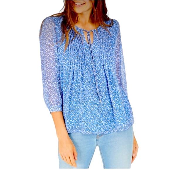 Tommy Hilfiger Floral Pin Tuck Blouse - Size Large - Picture 1 of 7